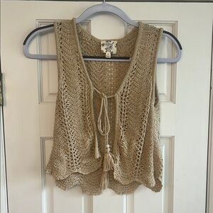 Boho Crochet Vest in Tan